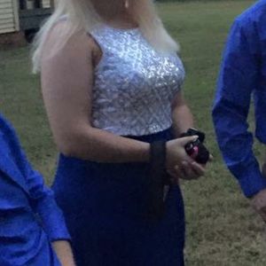 White and blue maxi dress